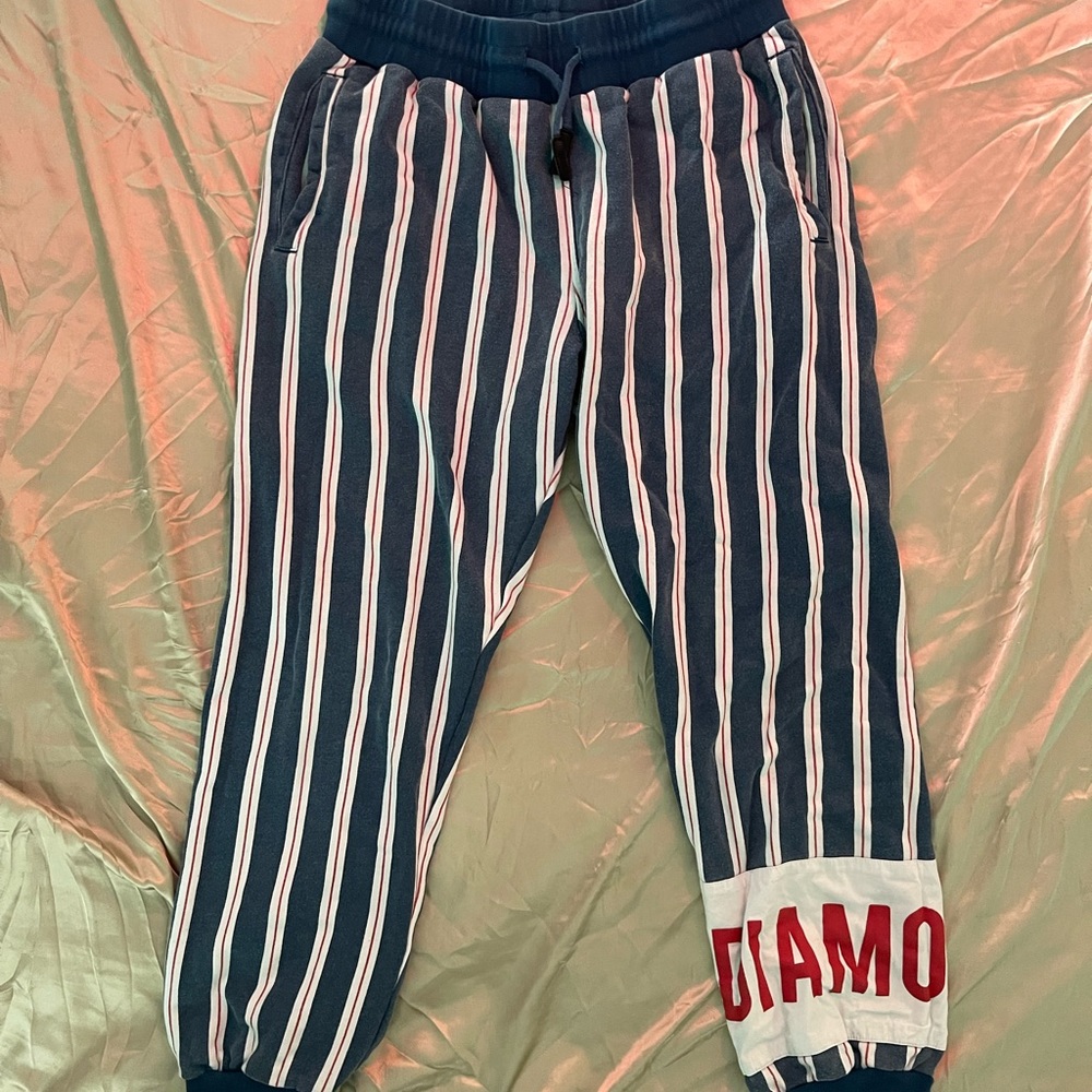 Diamond Striped Joggers - Blue and White